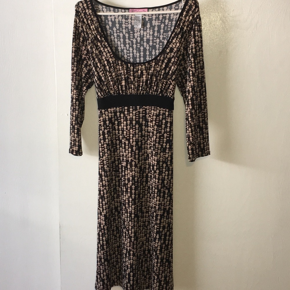 Black w/ bronze shimmer belted dress